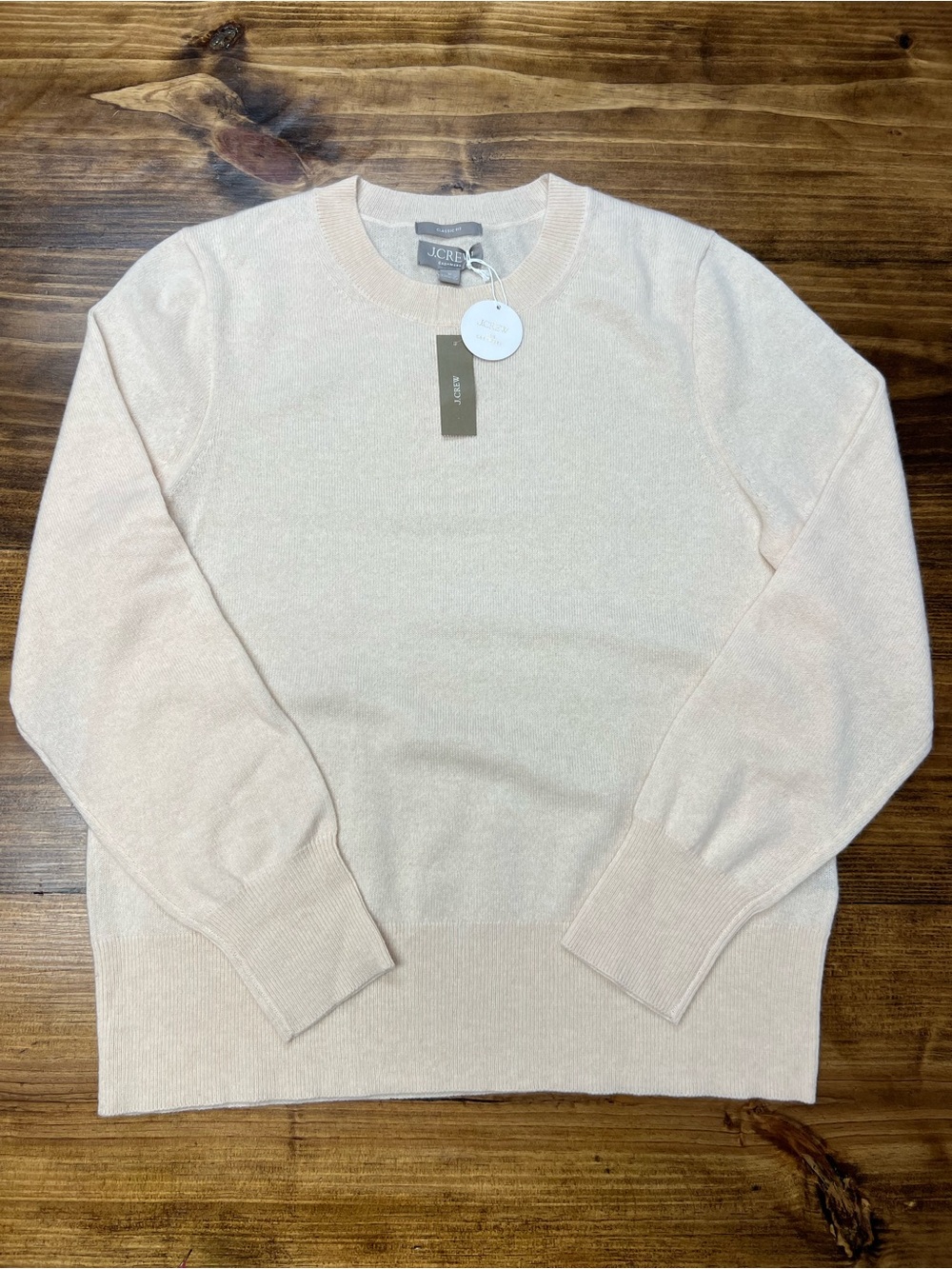 J. Crew Cashmere classic-fit crewneck sweater Heather Natural Cream Size Medium - Picture 5 of 10